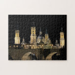 Spain Cathedral at Night | Dark Bridge Light Photo Jigsaw Puzzle<br><div class="desc">Ancient architecture of a Cathedral at night with lights and a bridge with arches. European tourism landmark in Spain.</div>
