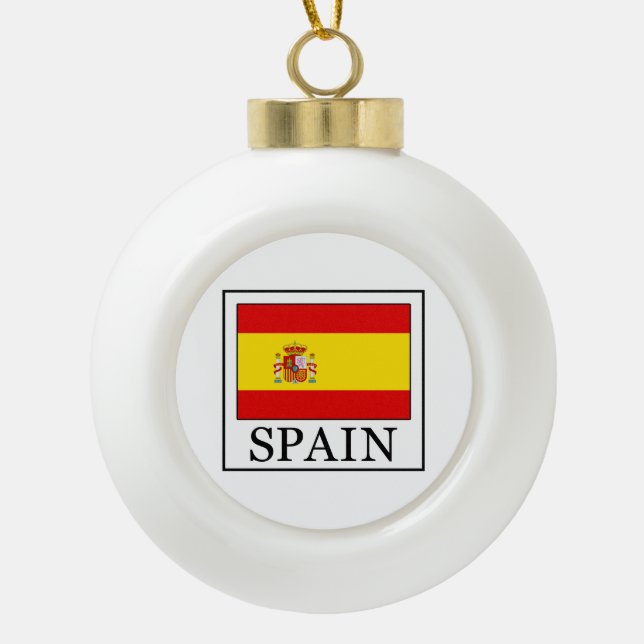 Spain Ceramic Ball Christmas Ornament (Front)