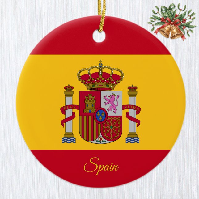 Spain Christmas Ornament, Spanish Flag Ceramic Tree Decoration (Spanish Flag Ornament / España)