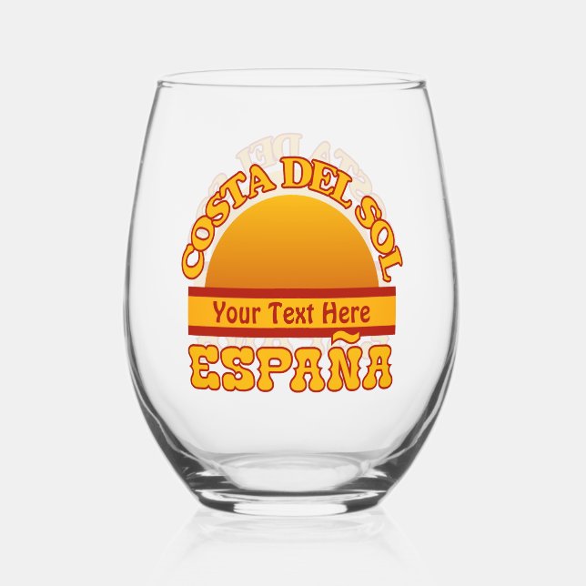 SPAIN Costa Del Sol custom text Stemless Wine Glass (Front)
