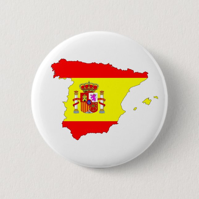 spain country flag map shape spanish 6 cm round badge (Front)