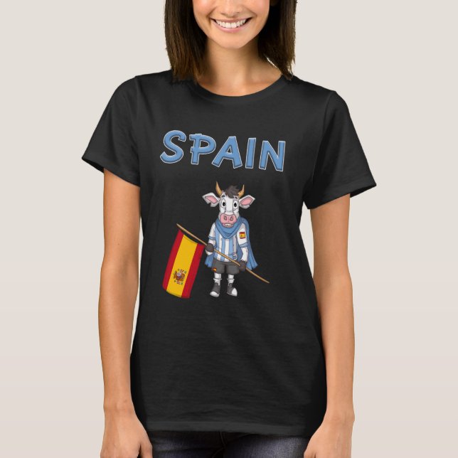 Spain Cow Spanish Fans T-Shirt (Front)