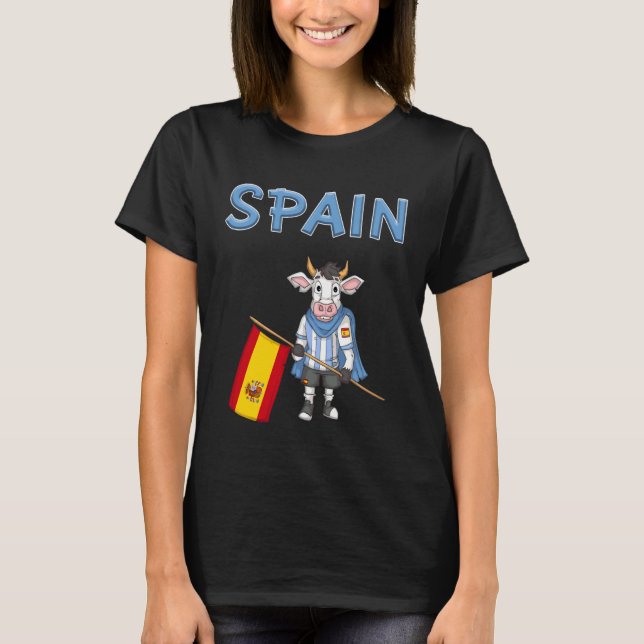 Spain Cow  Spanish Fans T-Shirt (Front)