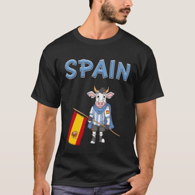 Spain Cow  Spanish Fans T-Shirt (Front)