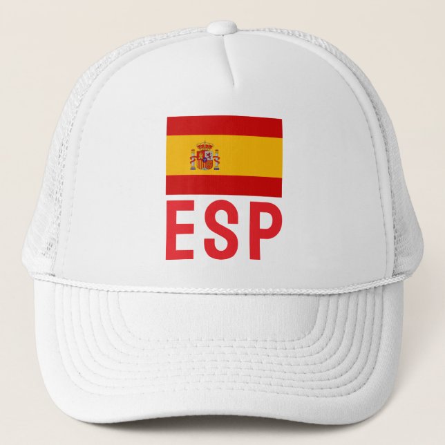 Spain ESP Flag Athletic Trucker Hat (Front)