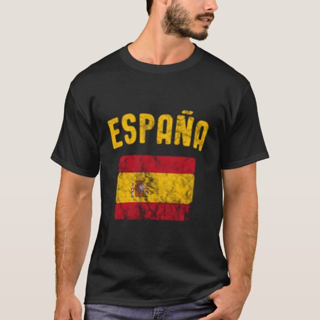 Spain Espana Flag Distressed T-Shirt (Front)