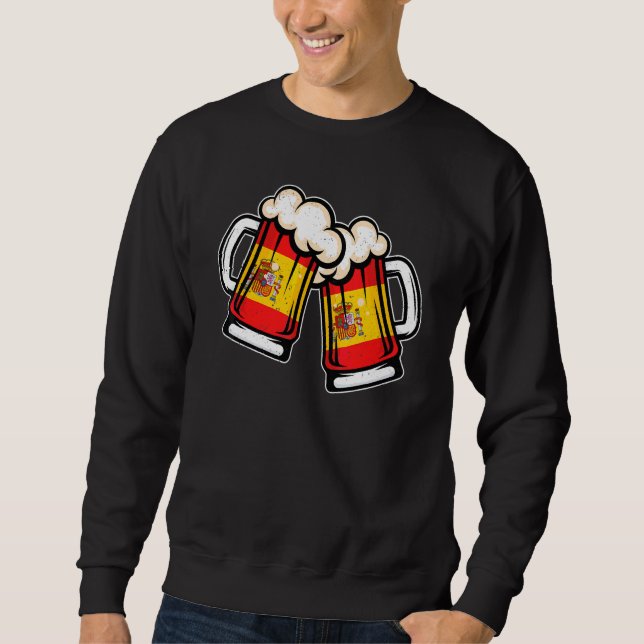 Spain Flag Beer Mug   Cool Spanish Beer Sweatshirt (Front)