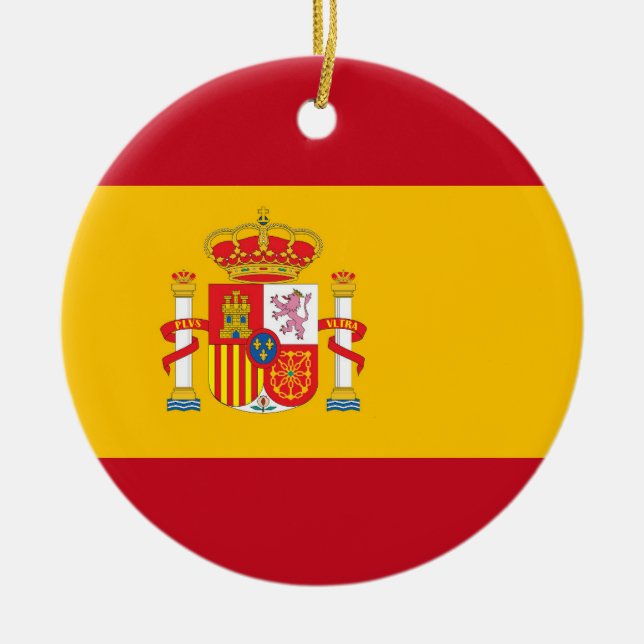 Spain flag ceramic tree decoration (Front)