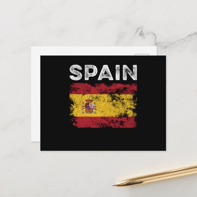 Spain Flag Distressed - Spanish Flag Postcard (Front/Back In Situ)