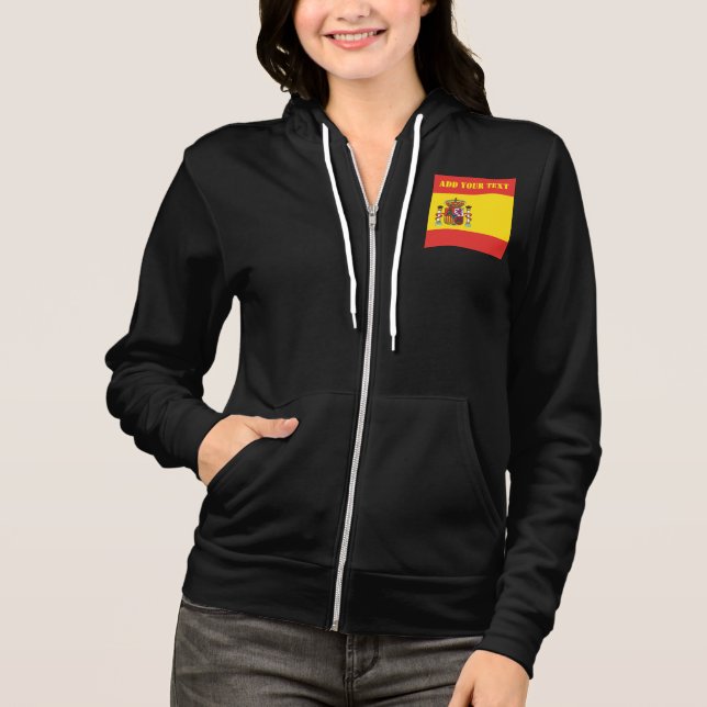 Spain Flag Football Soccer Patriotic Spanish Hoodie (Front)