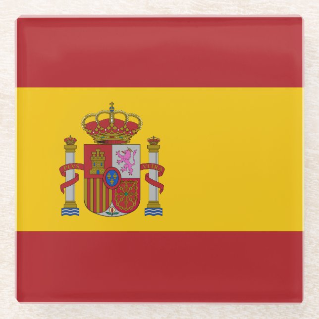 Spain Flag Glass Coaster (Front)