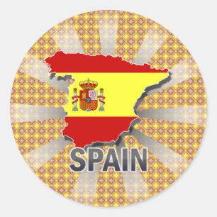 Spain Flag Map 2.0 Classic Round Sticker
