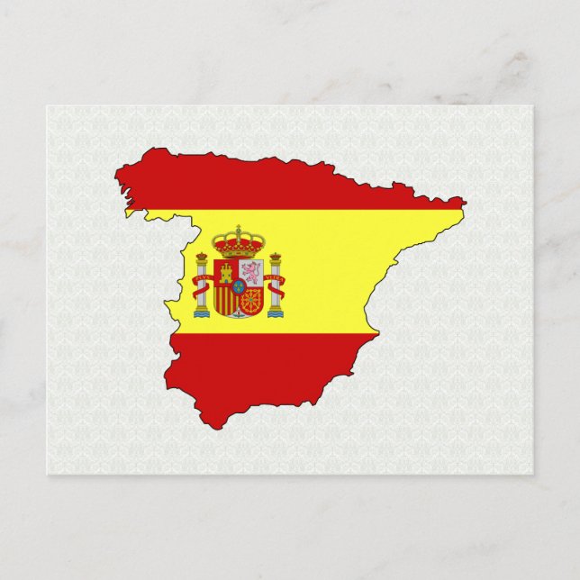 Spain Flag Map full size Postcard (Front)