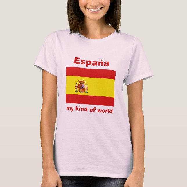 Spain Flag + Map + Text T-Shirt (Front)