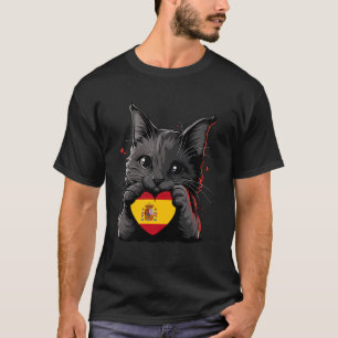 Spain Flag Spanish Pride Spanish Roots Espana Cat  T-Shirt