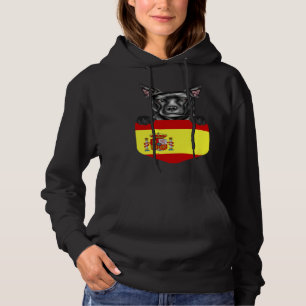 Spain Flag Staffordshire Bull Terrier Dog In Pocke Hoodie