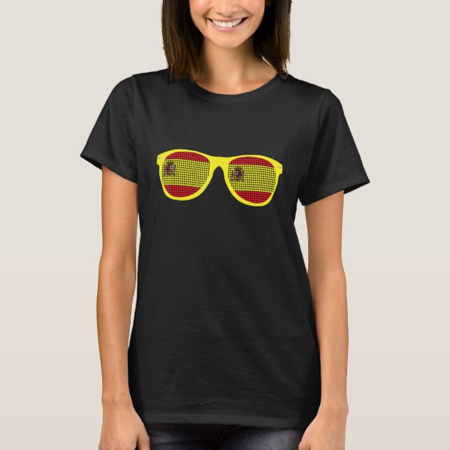 Spain Flag Sunglasses Graphic Funny Spanish Style  T-Shirt (Front)
