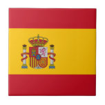 Spain Flag Tile<br><div class="desc">The Spanish flag is a horizontal bicolour triband with in the centre an emblem. The used colours in the flag are blue, green, red, yellow, white, black. The proportion of the Spanish flag is 2:3. The Flag of Spain was adopted in 1981. The first use of the current flag design...</div>