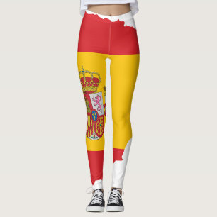 Spain Flag within Map Souvenir Design Leggings