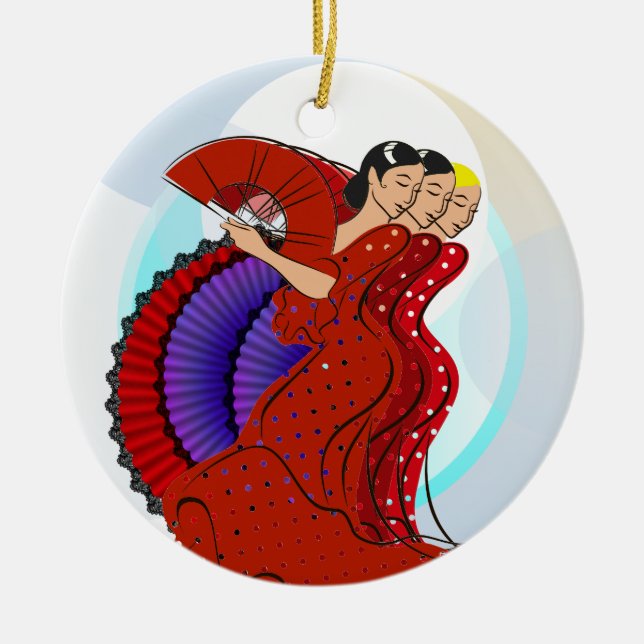 Spain -  Flamenco Dancers Ceramic Tree Decoration (Front)