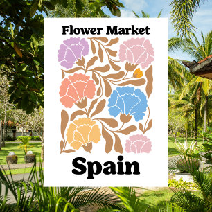 Spain Flower Market Colourful Carnation Floral Postcard