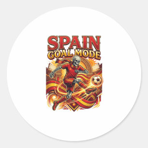 Spain Goal Mode Skeleton Striker Nations Streetwea Classic Round Sticker