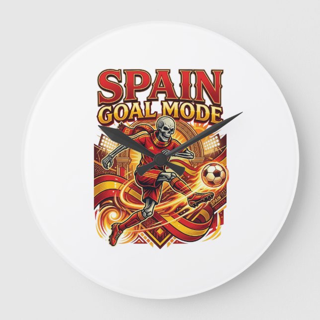 Spain Goal Mode Skeleton Striker Nations Streetwea Large Clock (Front)