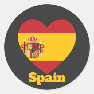 Spain Heart Flag Classic Round Sticker