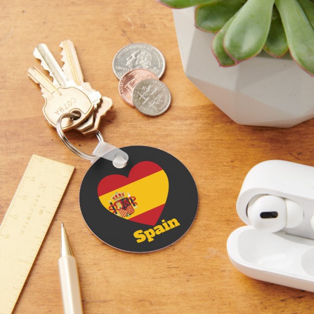 Spain Heart Flag  Key Ring (Desk)