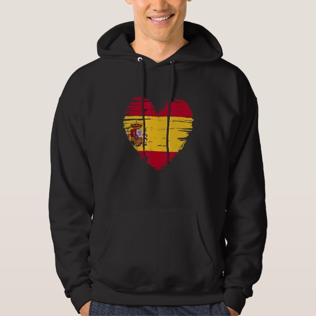 Spain Heart Spanish Flag Spanish Pride Hoodie (Front)