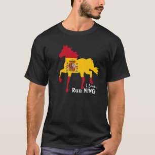 Spain, Horse, Spanish Flag & I love running T-Shirt