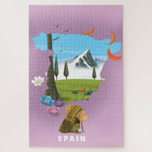 Spain Illustrated map travel poster Jigsaw Puzzle