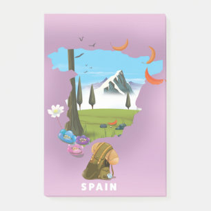 Spain Illustrated map travel poster Post-it Notes