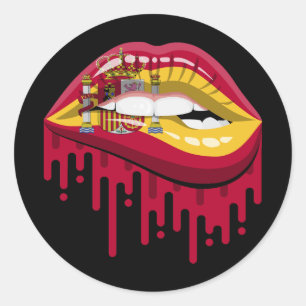 Spain lips pride root flag classic round sticker