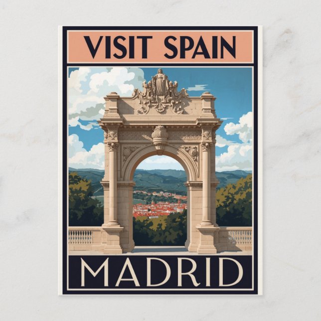 Spain Madrid Archway Art Postcard (Front)