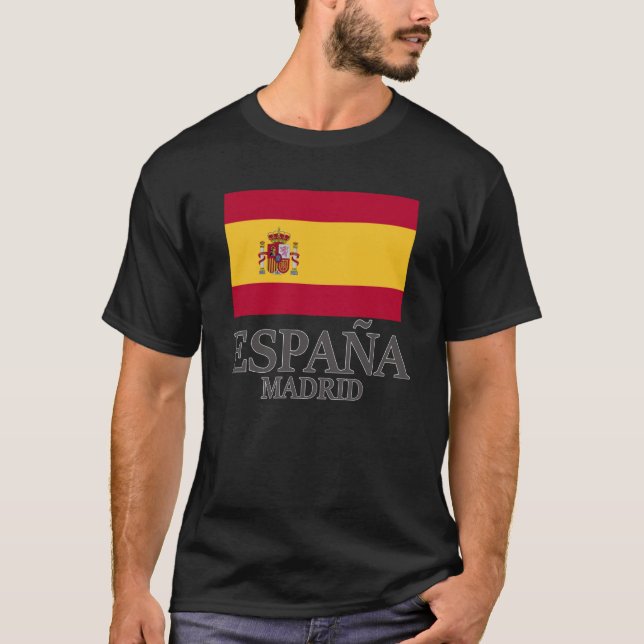 Spain Madrid Flag Travel Europe Holiday T-Shirt (Front)