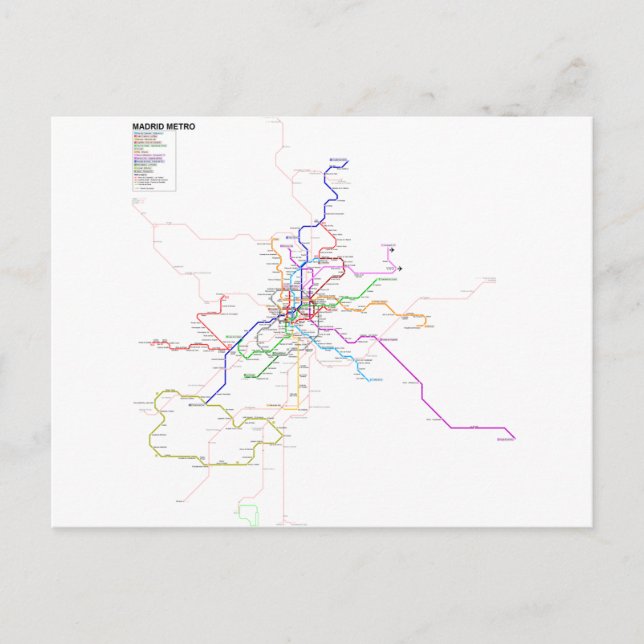 Spain-Madrid Metro Map Postcard (Front)