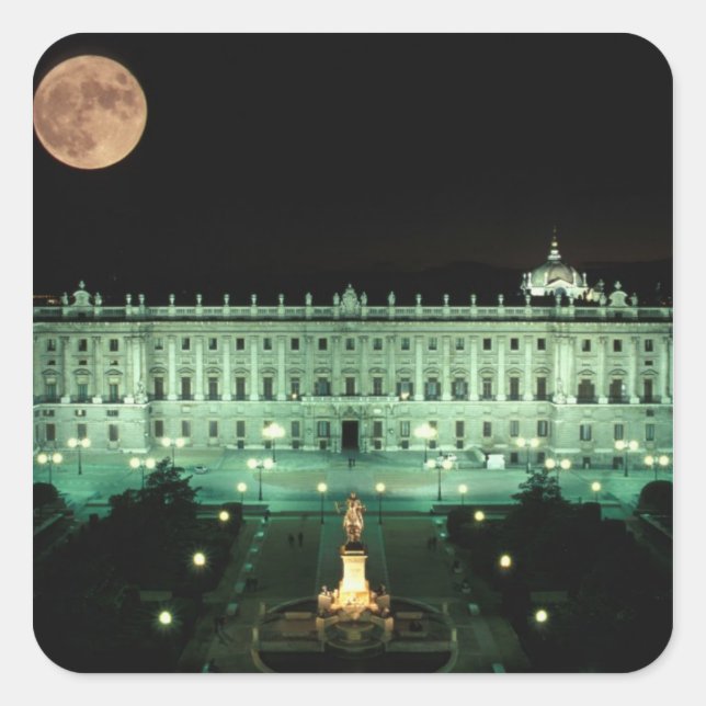 Spain, Madrid, Royal Palace and Plaza de Square Sticker (Front)