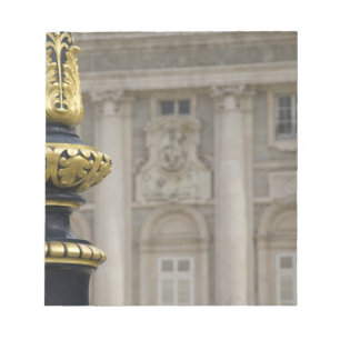 Spain, Madrid. Royal Palace, ornate gilded lamp Notepad