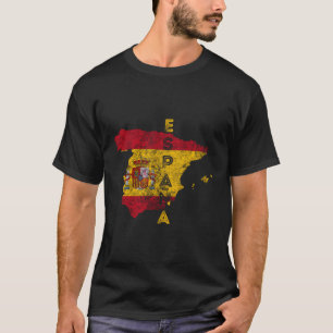 Spain Map And Flag Distressed Espaã±A T-Shirt