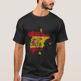 Spain Map And Flag Distressed Espaã±A T-Shirt