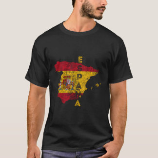 Spain Map And Flag Distressed Espaã±A T-Shirt