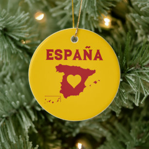 Spain Map Ornament España Yellow Red