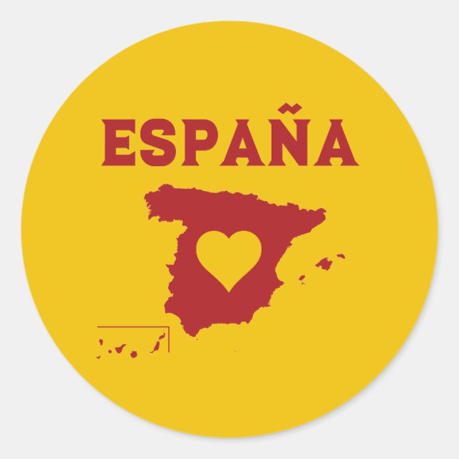 Spain Map Sticker España Mapa Yellow Red (Front)
