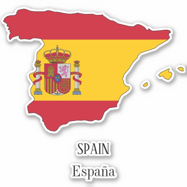 Spain National Flag Map Sticker (Front)