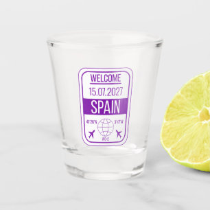 Spain Passport Stamp Shot Glass