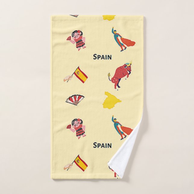 Spain pattern on cream hand towel (Hand Towel)