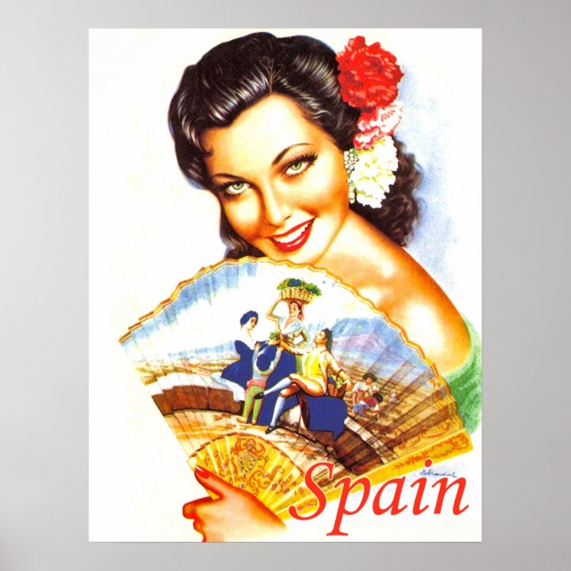 Spain, portrait of a Spanish woman with fan Poster (Front)