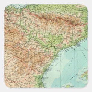 Spain & Portugal eastern section Square Sticker