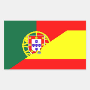spain portugal neighbour countries half flag symbo rectangular sticker